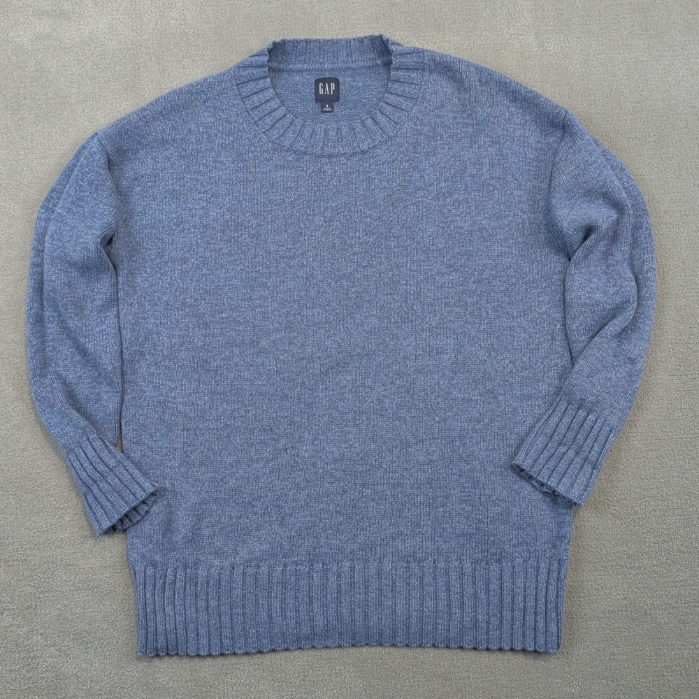 Gap Sweater Men Small Blue 100% Cotton Relaxed Fit Crewneck Bainbridge Blue FA21